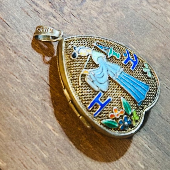 Artistic Ancient Chinese Gold and Blue Enamel Pendant - Picture 2 of 7